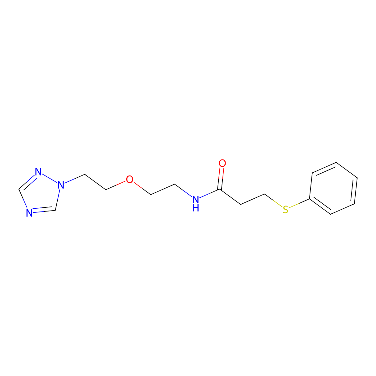 3-(phenylsulfanyl)-N-{2-[2-(1H-1,2,4-triazol-1-yl)ethoxy]ethyl}propanamide molecular structure, CAS 2097902-19-5