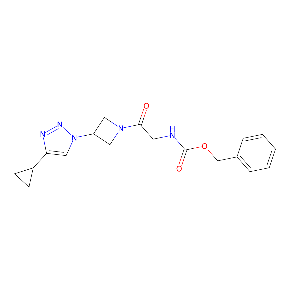 benzyl (2-(3-(4-cyclopropyl-1H-1,2,3-triazol-1-yl)azetidin-1-yl)-2-oxoethyl)carbamate molecular structure, CAS 2097902-22-0