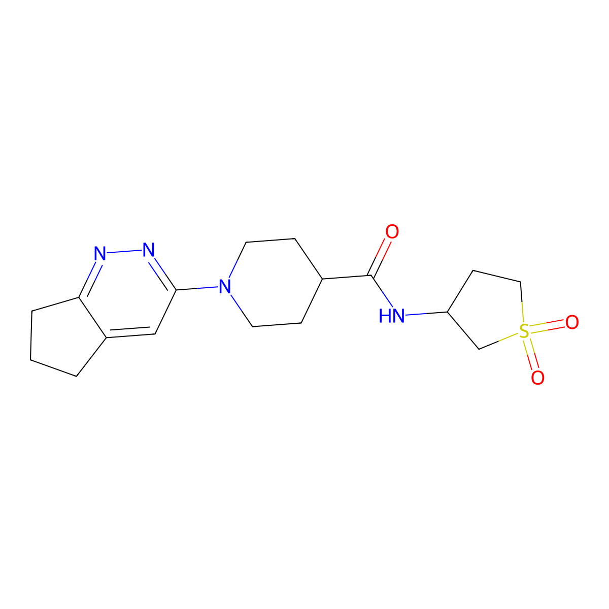 1-{5H,6H,7H-cyclopenta[c]pyridazin-3-yl}-N-(1,1-dioxo-1lambda6-thiolan-3-yl)piperidine-4-carboxamide molecular structure, CAS 2097902-23-1