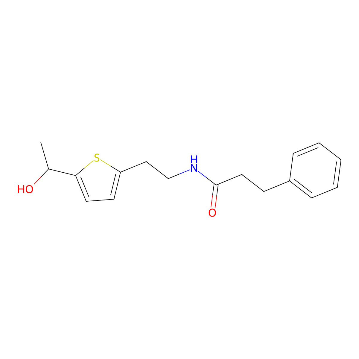 N-{2-[5-(1-hydroxyethyl)thiophen-2-yl]ethyl}-3-phenylpropanamide molecular structure, CAS 2097902-25-3