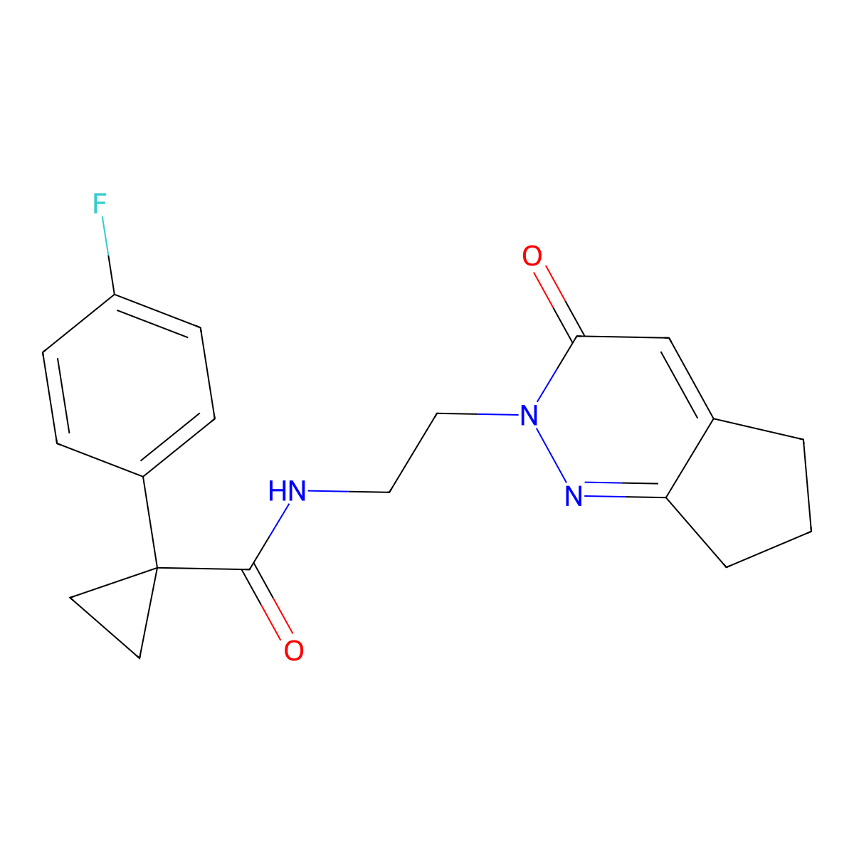 1-(4-fluorophenyl)-N-(2-(3-oxo-3,5,6,7-tetrahydro-2H-cyclopenta[c]pyridazin-2-yl)ethyl)cyclopropanecarboxamide molecular structure, CAS 2097902-27-5