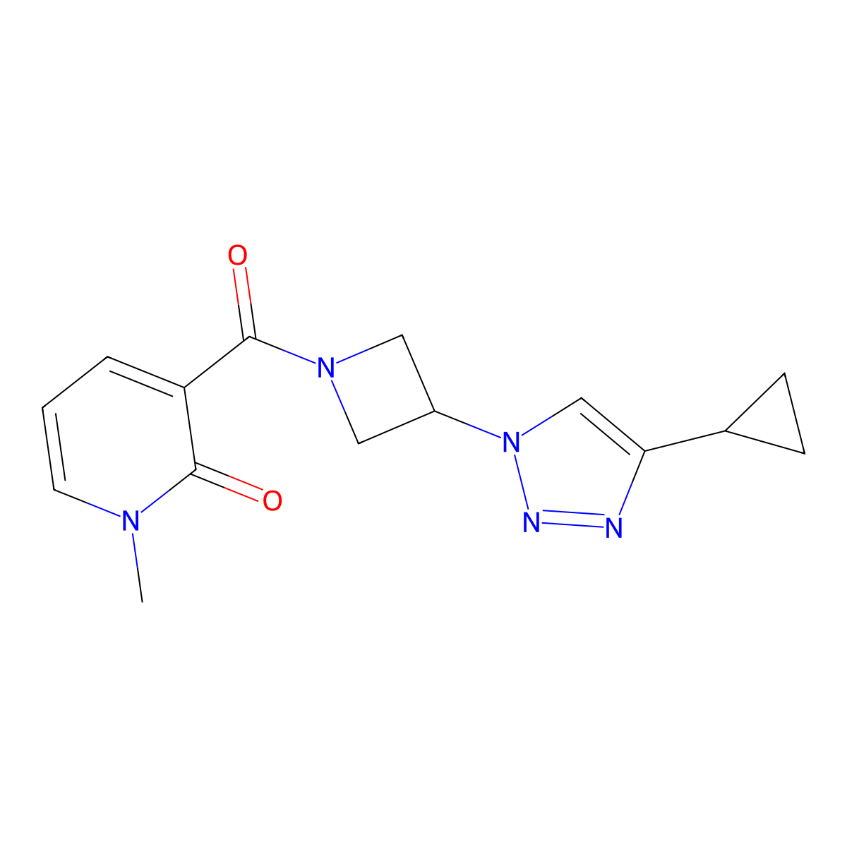 3-(3-(4-cyclopropyl-1H-1,2,3-triazol-1-yl)azetidine-1-carbonyl)-1-methylpyridin-2(1H)-one molecular structure, CAS 2097902-28-6