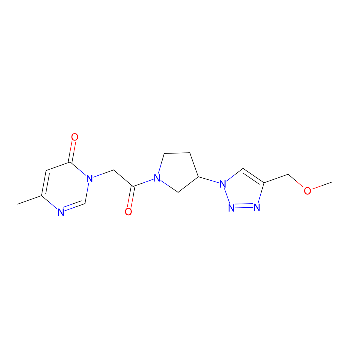 3-(2-{3-[4-(methoxymethyl)-1H-1,2,3-triazol-1-yl]pyrrolidin-1-yl}-2-oxoethyl)-6-methyl-3,4-dihydropyrimidin-4-one molecular structure, CAS 2097902-29-7