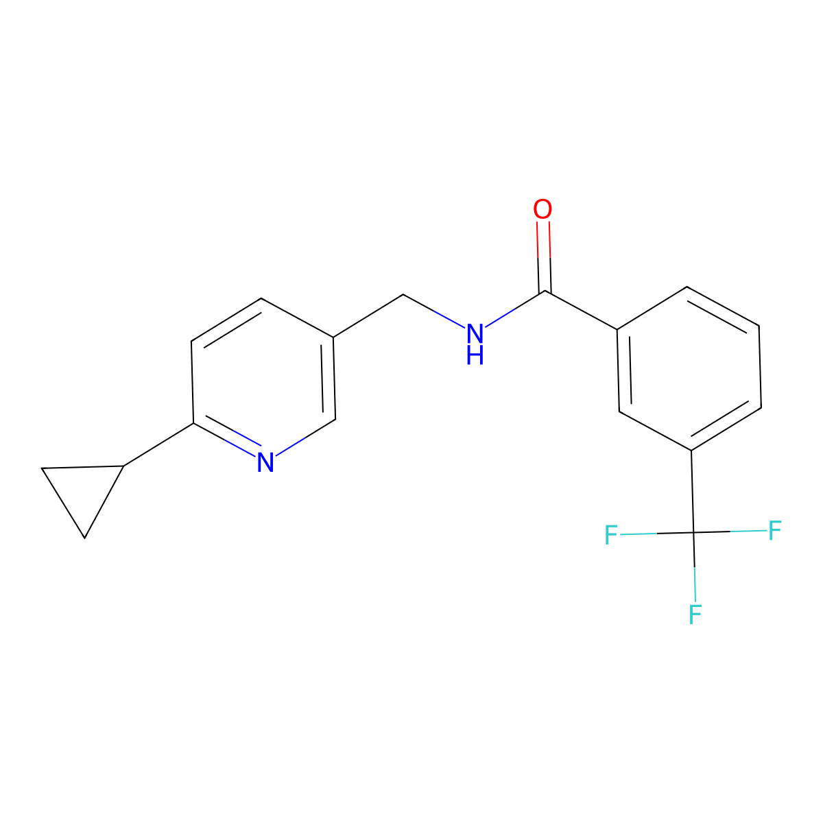 N-[(6-cyclopropylpyridin-3-yl)methyl]-3-(trifluoromethyl)benzamide molecular structure, CAS 2097902-30-0