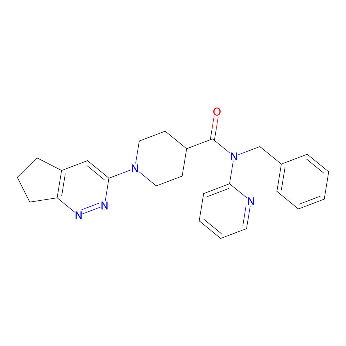 N-benzyl-1-{5H,6H,7H-cyclopenta[c]pyridazin-3-yl}-N-(pyridin-2-yl)piperidine-4-carboxamide molecular structure, CAS 2097902-38-8