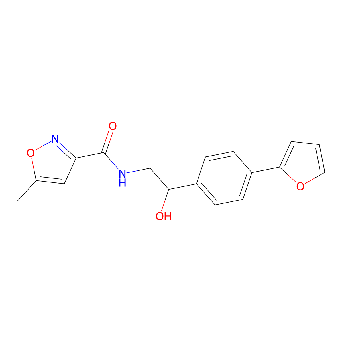 N-{2-[4-(furan-2-yl)phenyl]-2-hydroxyethyl}-5-methyl-1,2-oxazole-3-carboxamide molecular structure, CAS 2097902-39-9