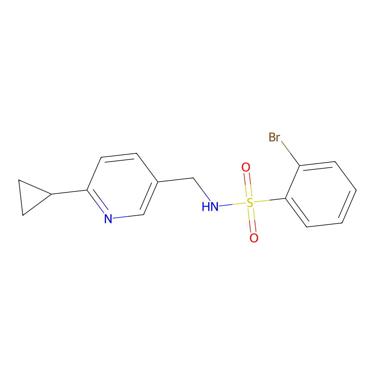 2-bromo-N-[(6-cyclopropylpyridin-3-yl)methyl]benzene-1-sulfonamide molecular structure, CAS 2097902-41-3