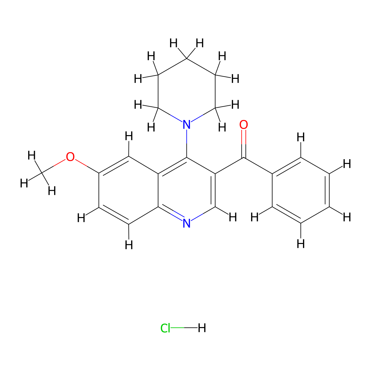 3-Benzoyl-6-methoxy-4-(piperidin-1-yl)quinoline hydrochloride molecular structure, CAS 2097902-46-8