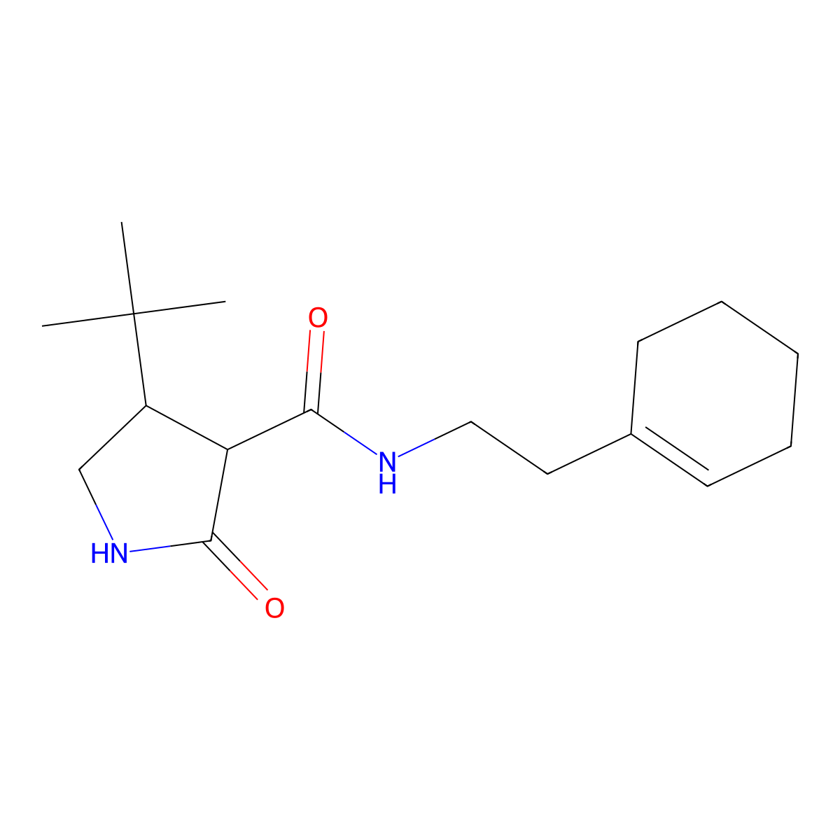 4-tert-butyl-N-[2-(cyclohex-1-en-1-yl)ethyl]-2-oxopyrrolidine-3-carboxamide molecular structure, CAS 2097902-49-1
