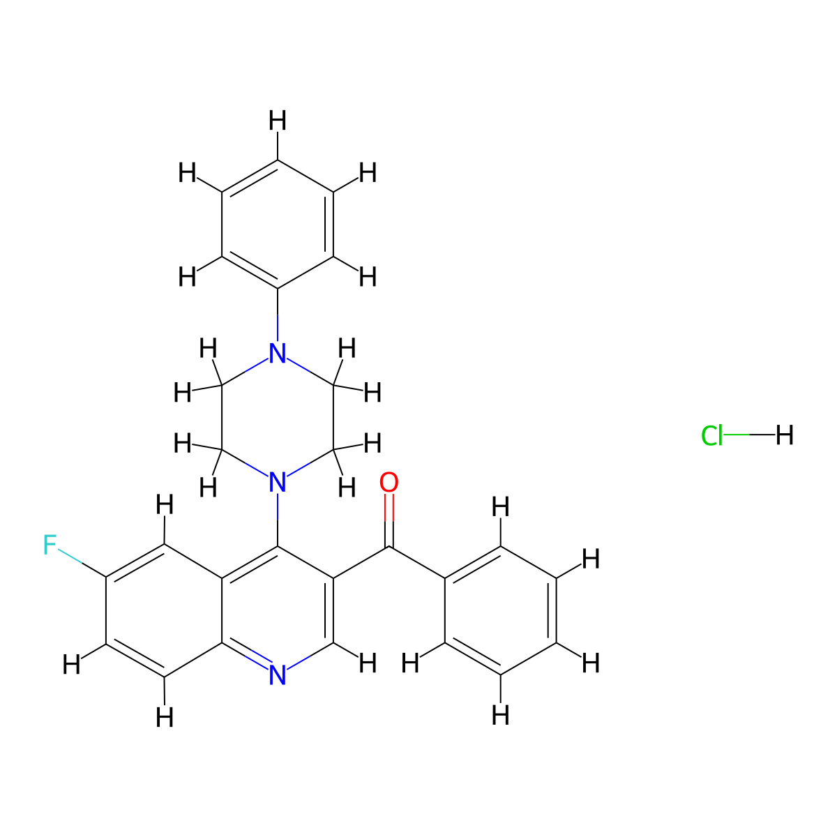 3-Benzoyl-6-fluoro-4-(4-phenylpiperazin-1-yl)quinoline hydrochloride molecular structure, CAS 2097902-50-4