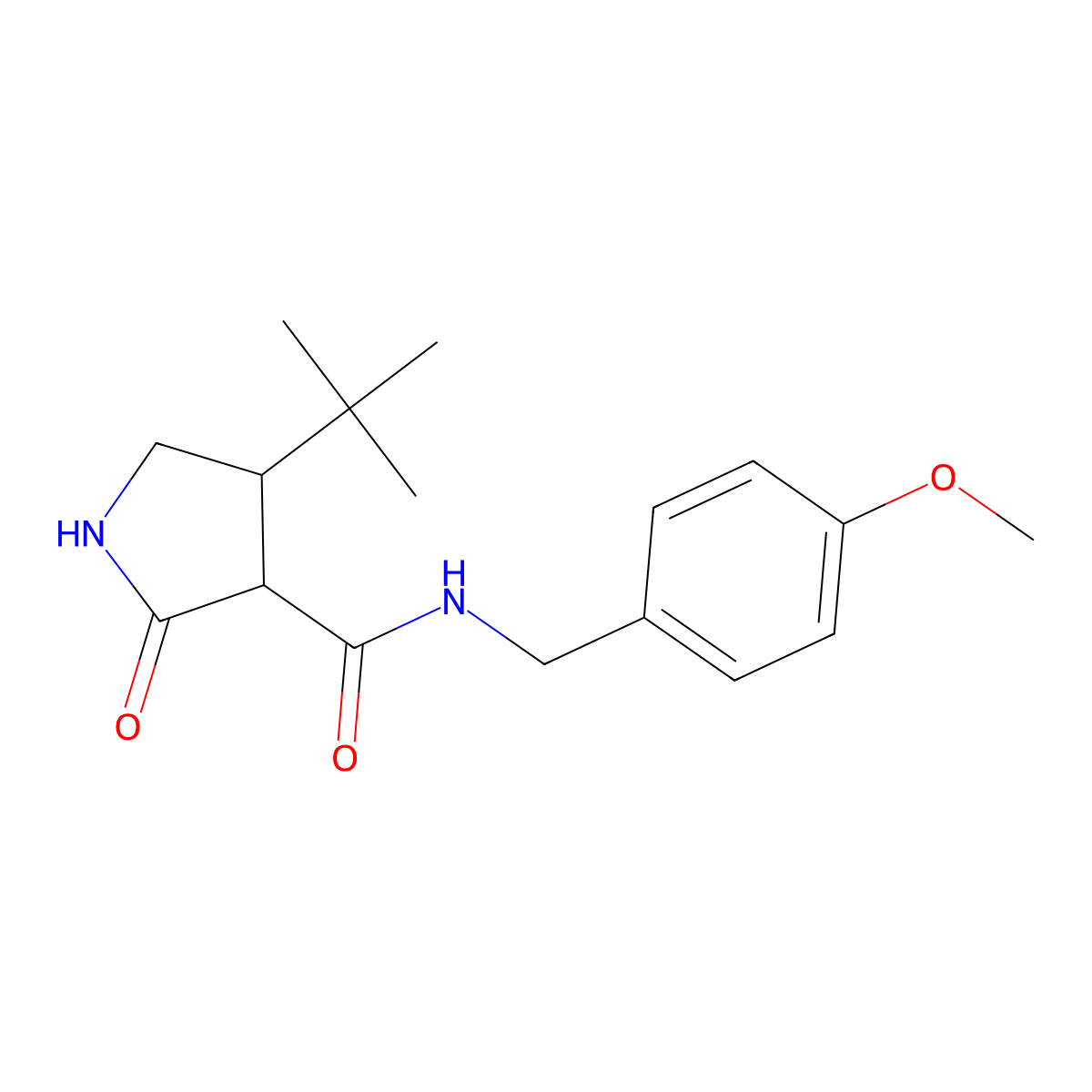 4-tert-butyl-N-[(4-methoxyphenyl)methyl]-2-oxopyrrolidine-3-carboxamide molecular structure, CAS 2097902-52-6