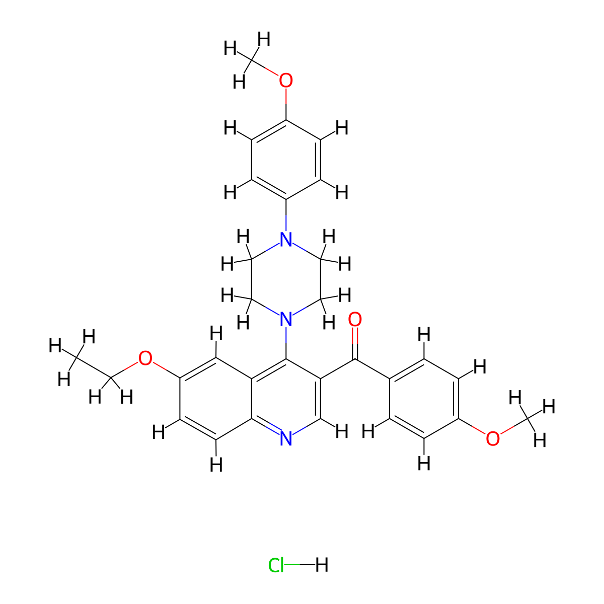 6-Ethoxy-3-(4-methoxybenzoyl)-4-[4-(4-methoxyphenyl)piperazin-1-yl]quinoline hydrochloride molecular structure, CAS 2097902-62-8