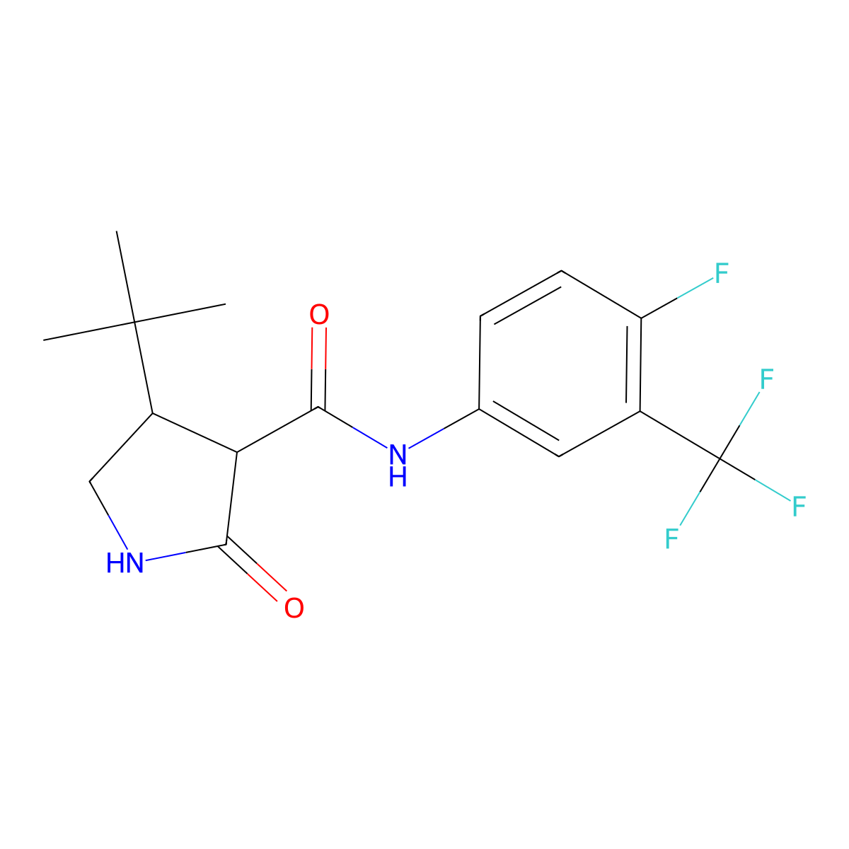 4-tert-butyl-N-[4-fluoro-3-(trifluoromethyl)phenyl]-2-oxopyrrolidine-3-carboxamide molecular structure, CAS 2097902-63-9