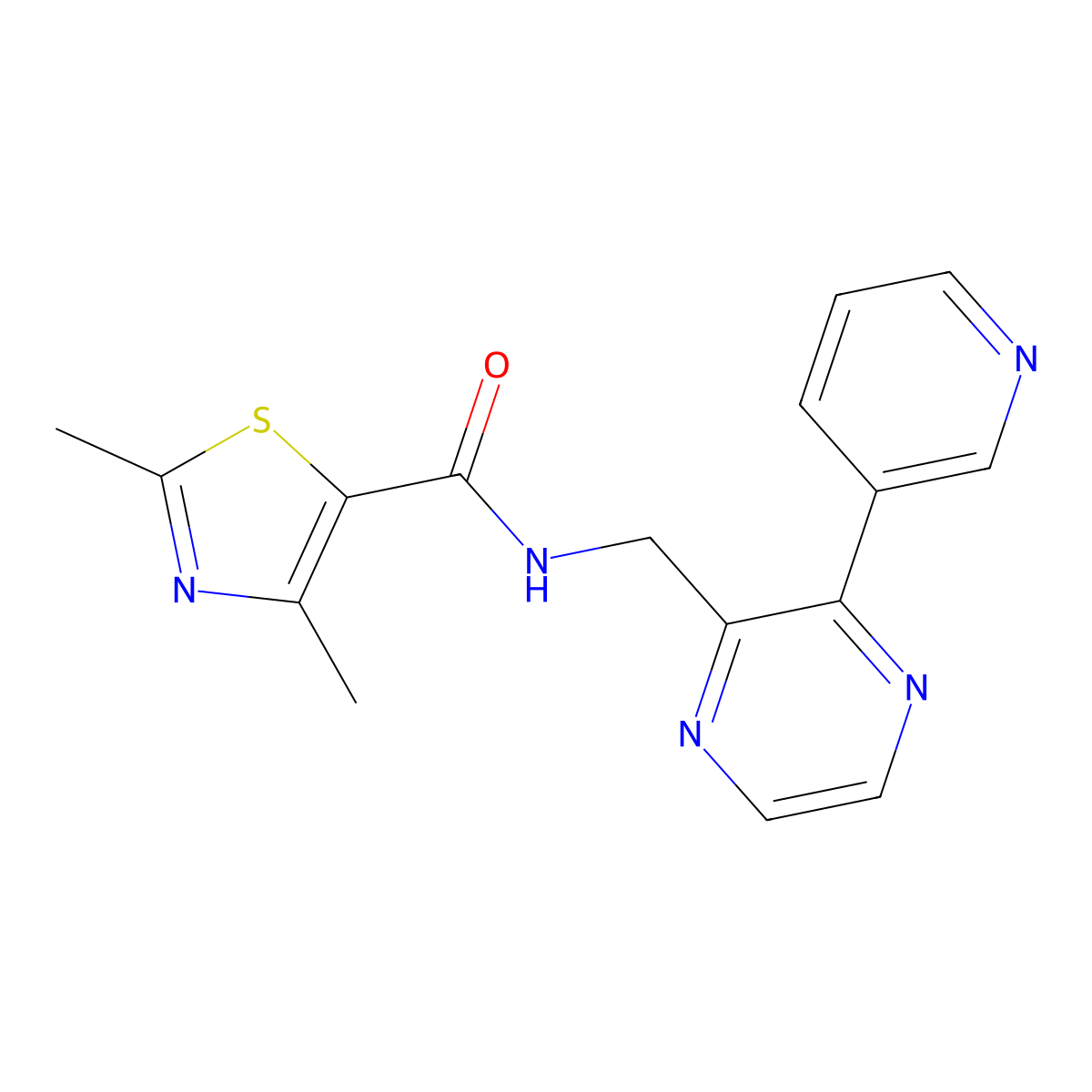 2,4-dimethyl-N-{[3-(pyridin-3-yl)pyrazin-2-yl]methyl}-1,3-thiazole-5-carboxamide molecular structure, CAS 2097902-64-0