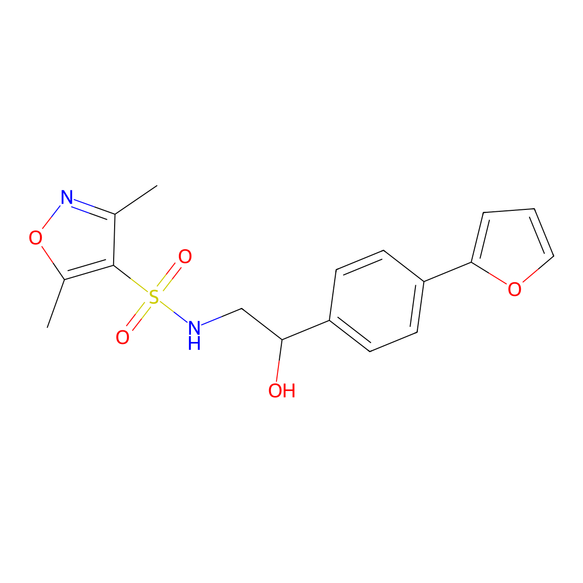 N-{2-[4-(furan-2-yl)phenyl]-2-hydroxyethyl}-3,5-dimethyl-1,2-oxazole-4-sulfonamide molecular structure, CAS 2097902-65-1