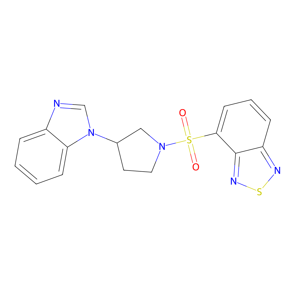 4-((3-(1H-benzo[d]imidazol-1-yl)pyrrolidin-1-yl)sulfonyl)benzo[c][1,2,5]thiadiazole molecular structure, CAS 2097902-67-3