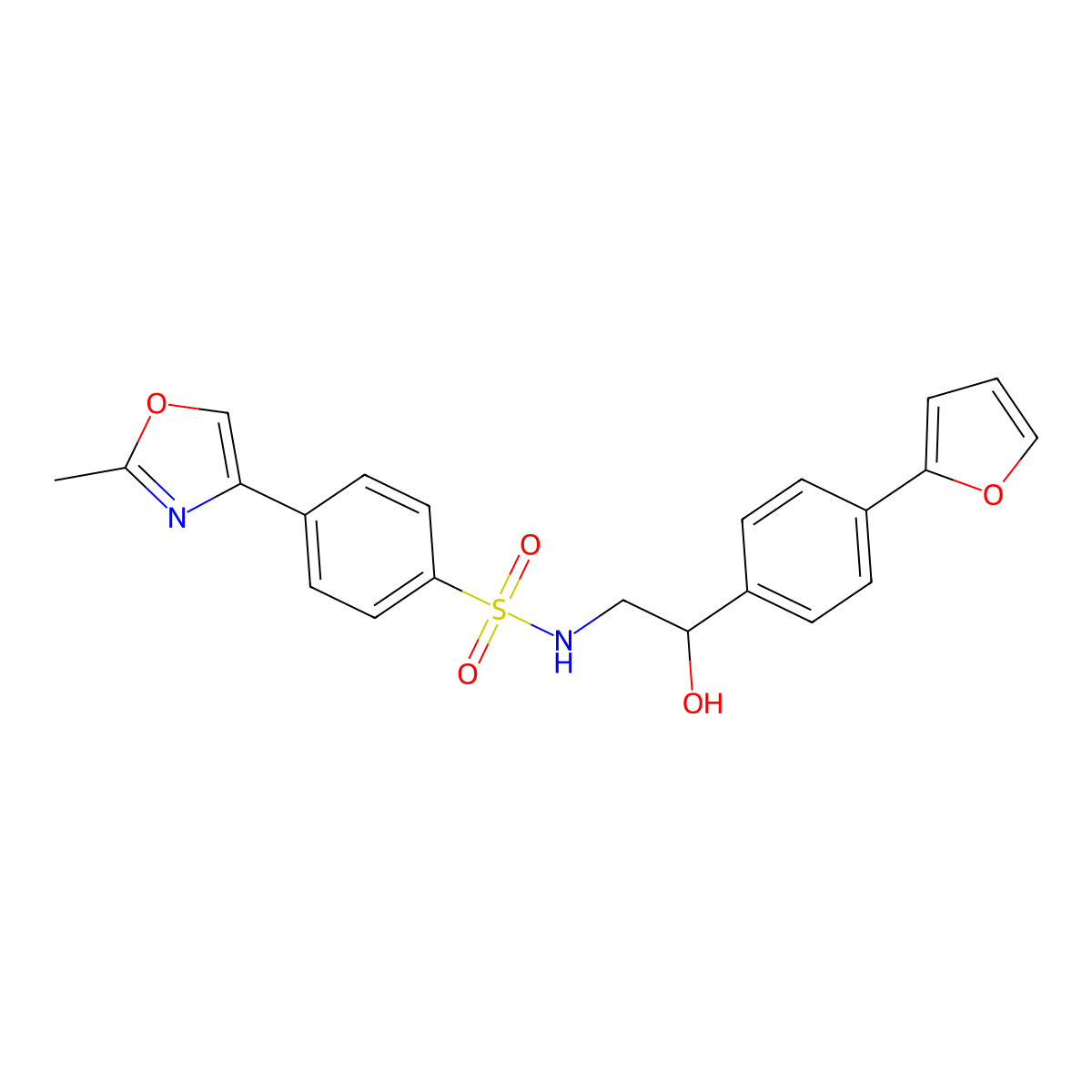 N-{2-[4-(furan-2-yl)phenyl]-2-hydroxyethyl}-4-(2-methyl-1,3-oxazol-4-yl)benzene-1-sulfonamide molecular structure, CAS 2097902-68-4