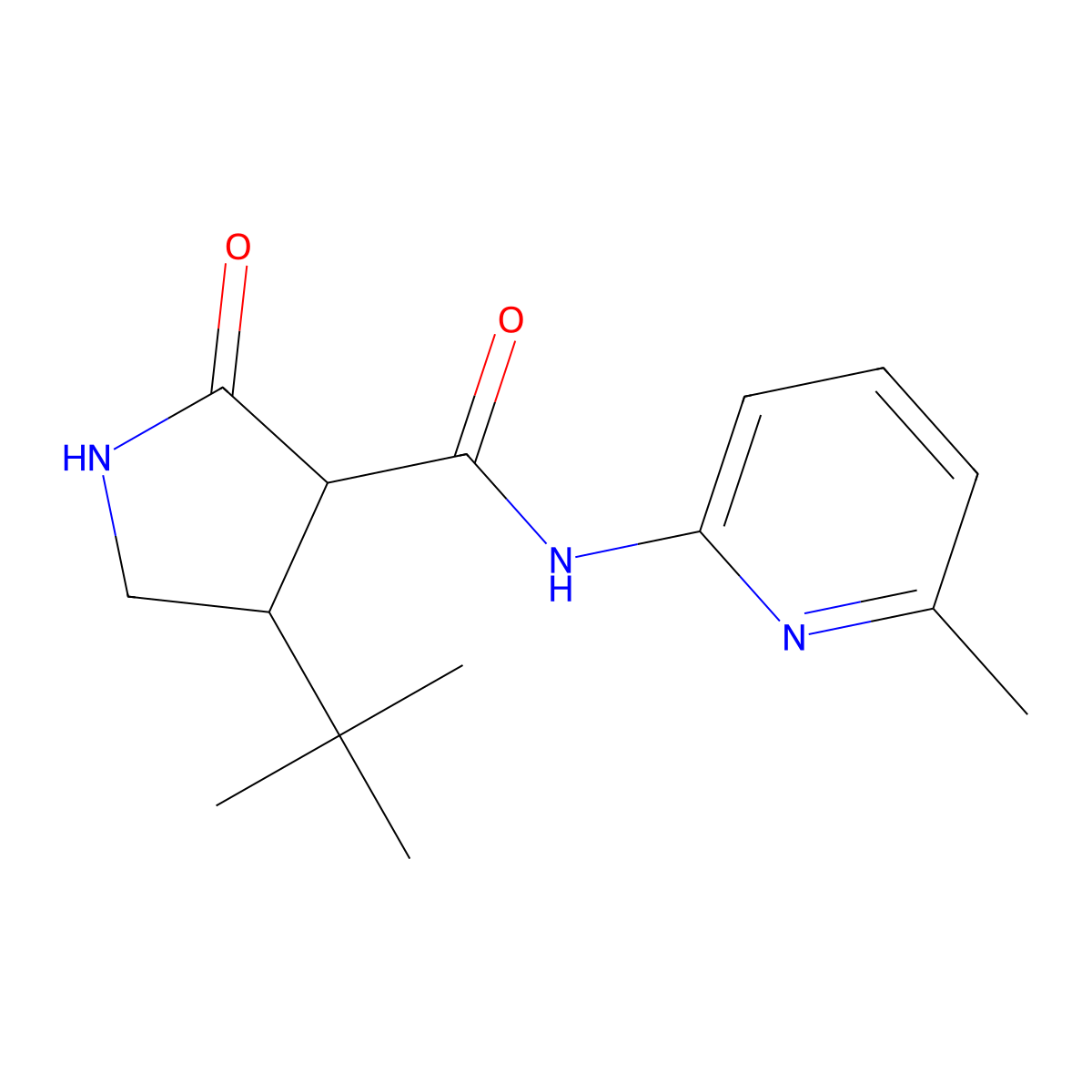 4-tert-butyl-N-(6-methylpyridin-2-yl)-2-oxopyrrolidine-3-carboxamide molecular structure, CAS 2097902-70-8