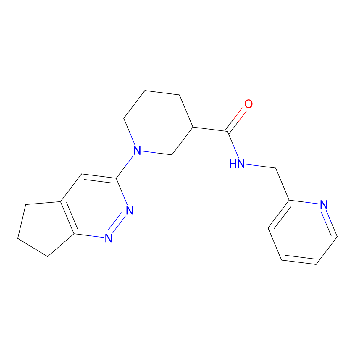1-{5H,6H,7H-cyclopenta[c]pyridazin-3-yl}-N-[(pyridin-2-yl)methyl]piperidine-3-carboxamide molecular structure, CAS 2097902-76-4