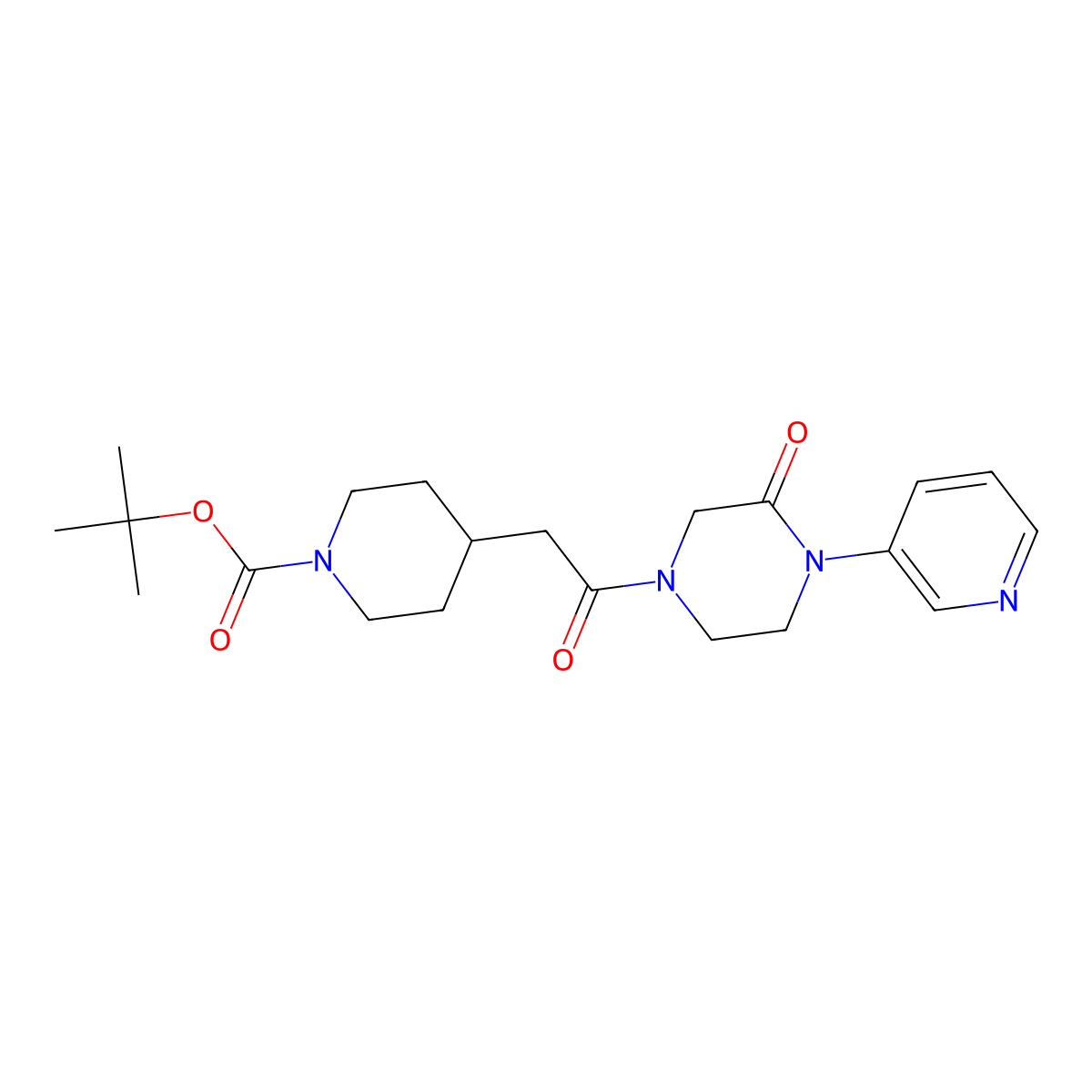 Tert-butyl 4-{2-oxo-2-[3-oxo-4-(pyridin-3-yl)piperazin-1-yl]ethyl}piperidine-1-carboxylate molecular structure, CAS 2097902-81-1