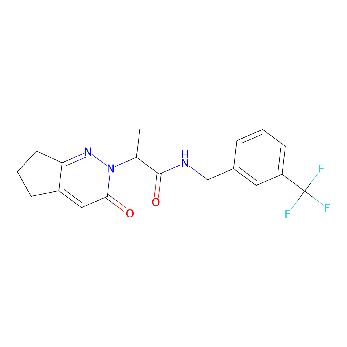 2-(3-oxo-3,5,6,7-tetrahydro-2H-cyclopenta[c]pyridazin-2-yl)-N-(3-(trifluoromethyl)benzyl)propanamide molecular structure, CAS 2097902-83-3