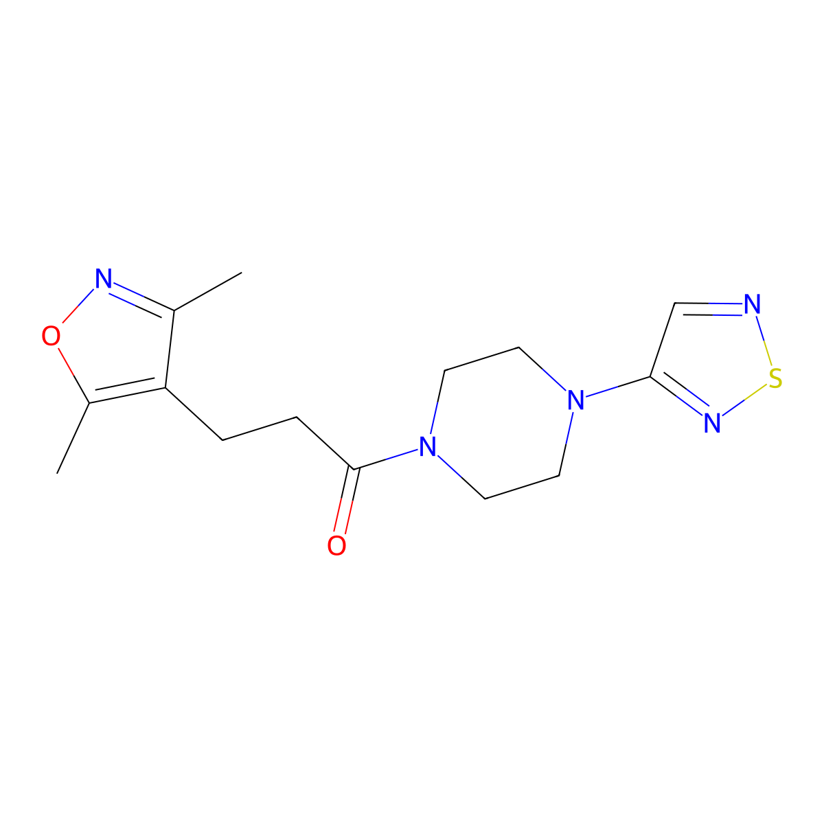 3-(3,5-Dimethyl-1,2-oxazol-4-yl)-1-[4-(1,2,5-thiadiazol-3-yl)piperazin-1-yl]propan-1-one molecular structure, CAS 2097902-92-4