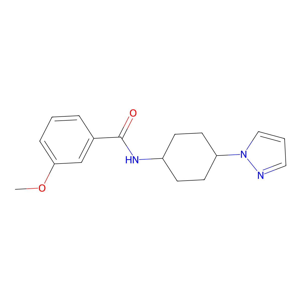 3-methoxy-N-[4-(1H-pyrazol-1-yl)cyclohexyl]benzamide molecular structure, CAS 2097902-96-8