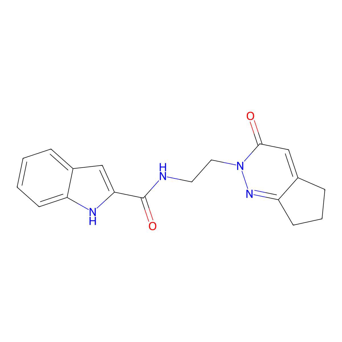 N-(2-(3-oxo-3,5,6,7-tetrahydro-2H-cyclopenta[c]pyridazin-2-yl)ethyl)-1H-indole-2-carboxamide molecular structure, CAS 2097902-97-9