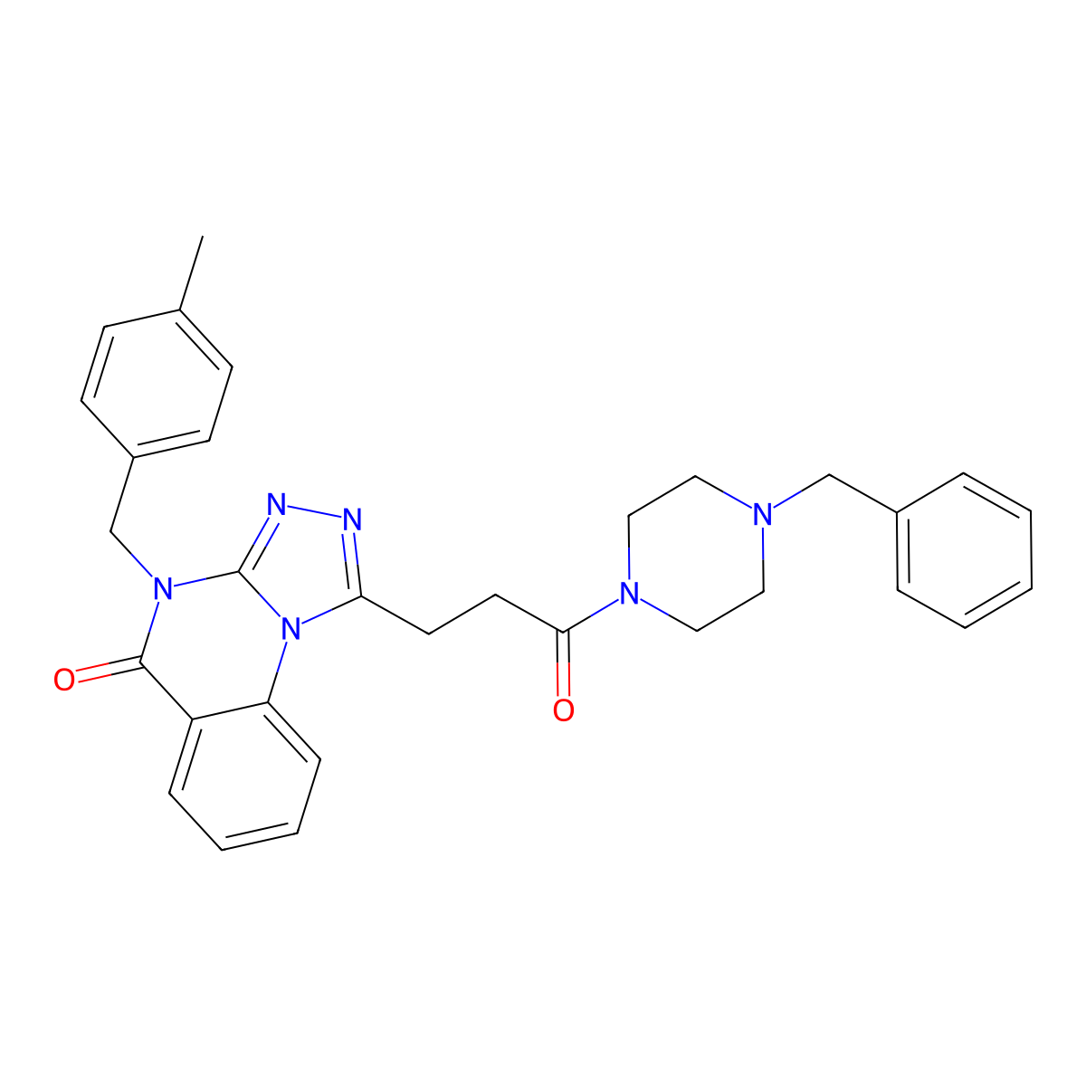 1-[3-(4-benzylpiperazin-1-yl)-3-oxopropyl]-4-[(4-methylphenyl)methyl]-4H,5H-[1,2,4]triazolo[4,3-a]quinazolin-5-one molecular structure, CAS 2097902-98-0