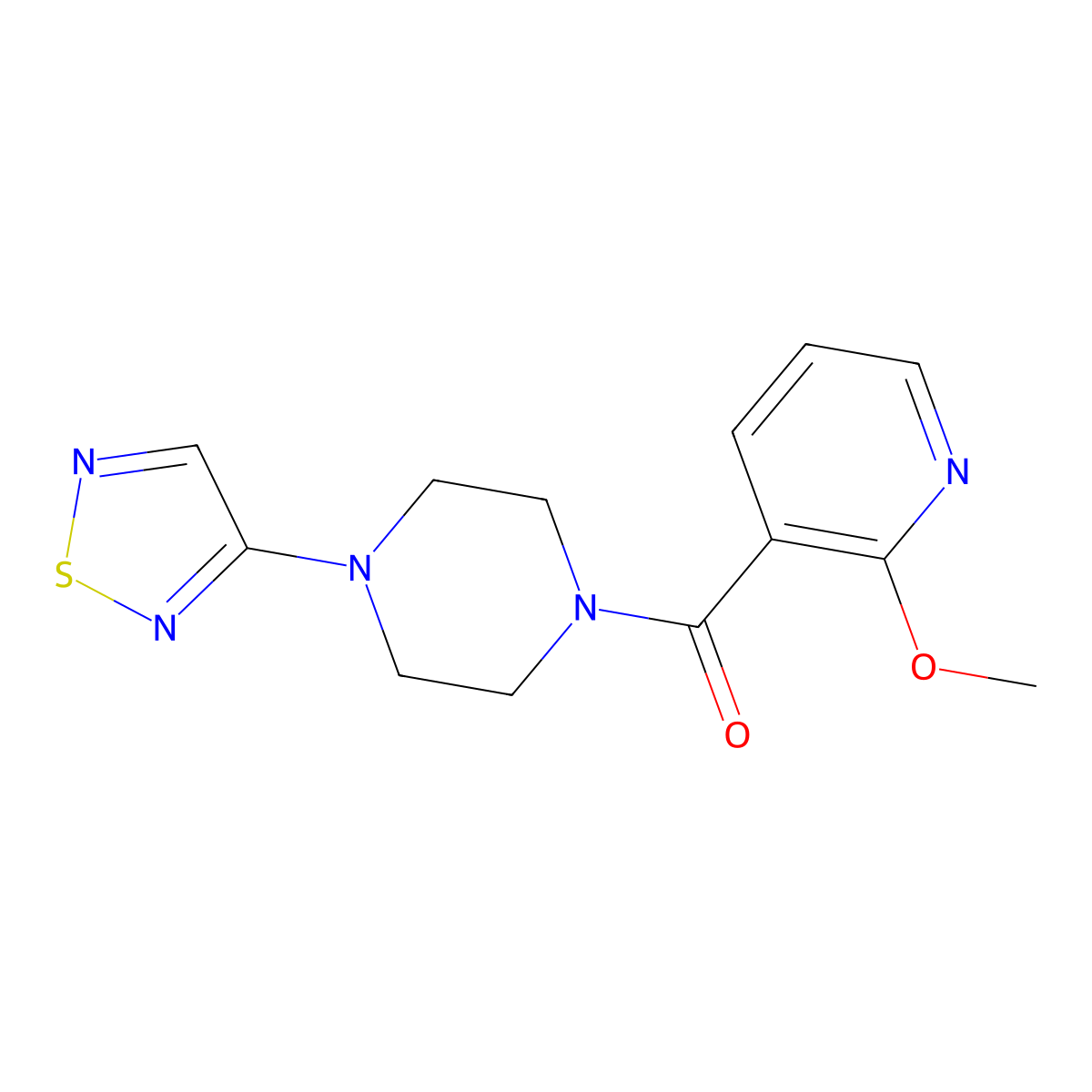 1-(2-Methoxypyridine-3-carbonyl)-4-(1,2,5-thiadiazol-3-yl)piperazine molecular structure, CAS 2097902-99-1
