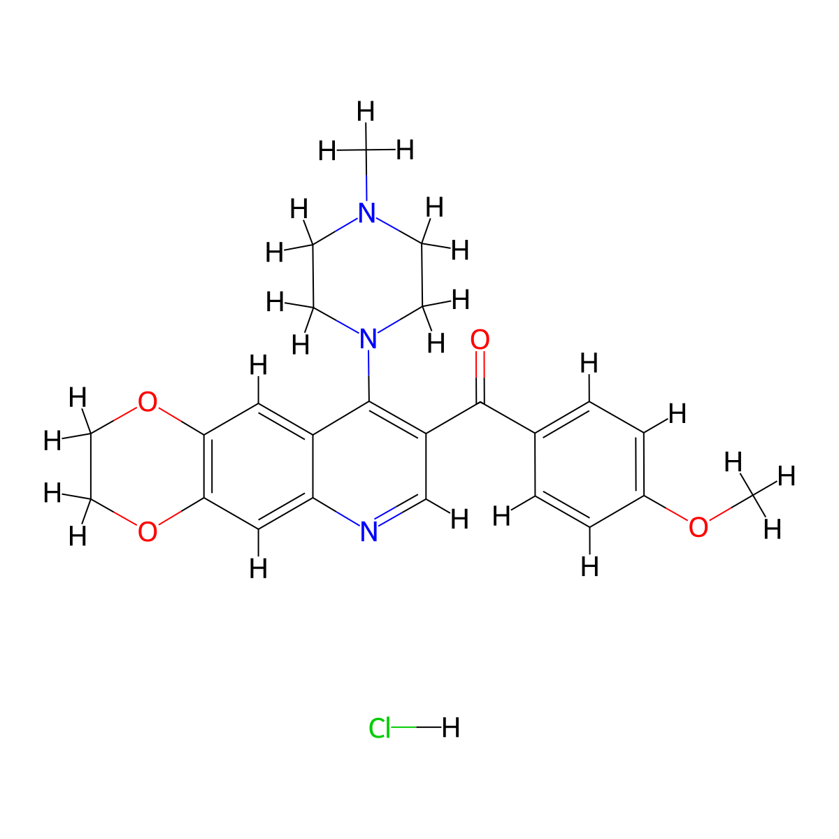 1-[8-(4-methoxybenzoyl)-2H,3H-[1,4]dioxino[2,3-g]quinolin-9-yl]-4-methylpiperazine hydrochloride molecular structure, CAS 2097903-14-3