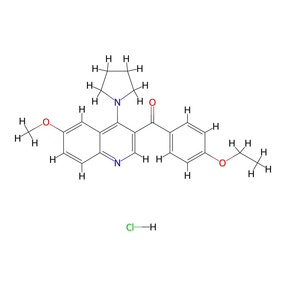3-(4-Ethoxybenzoyl)-6-methoxy-4-(pyrrolidin-1-yl)quinoline hydrochloride molecular structure, CAS 2097903-15-4