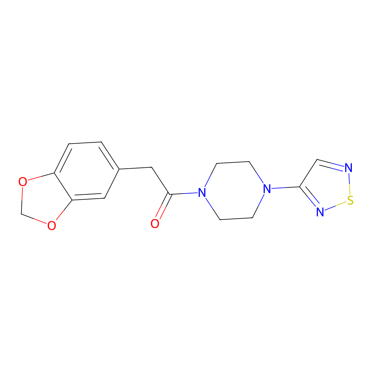 2-(2H-1,3-benzodioxol-5-yl)-1-[4-(1,2,5-thiadiazol-3-yl)piperazin-1-yl]ethan-1-one molecular structure, CAS 2097903-19-8