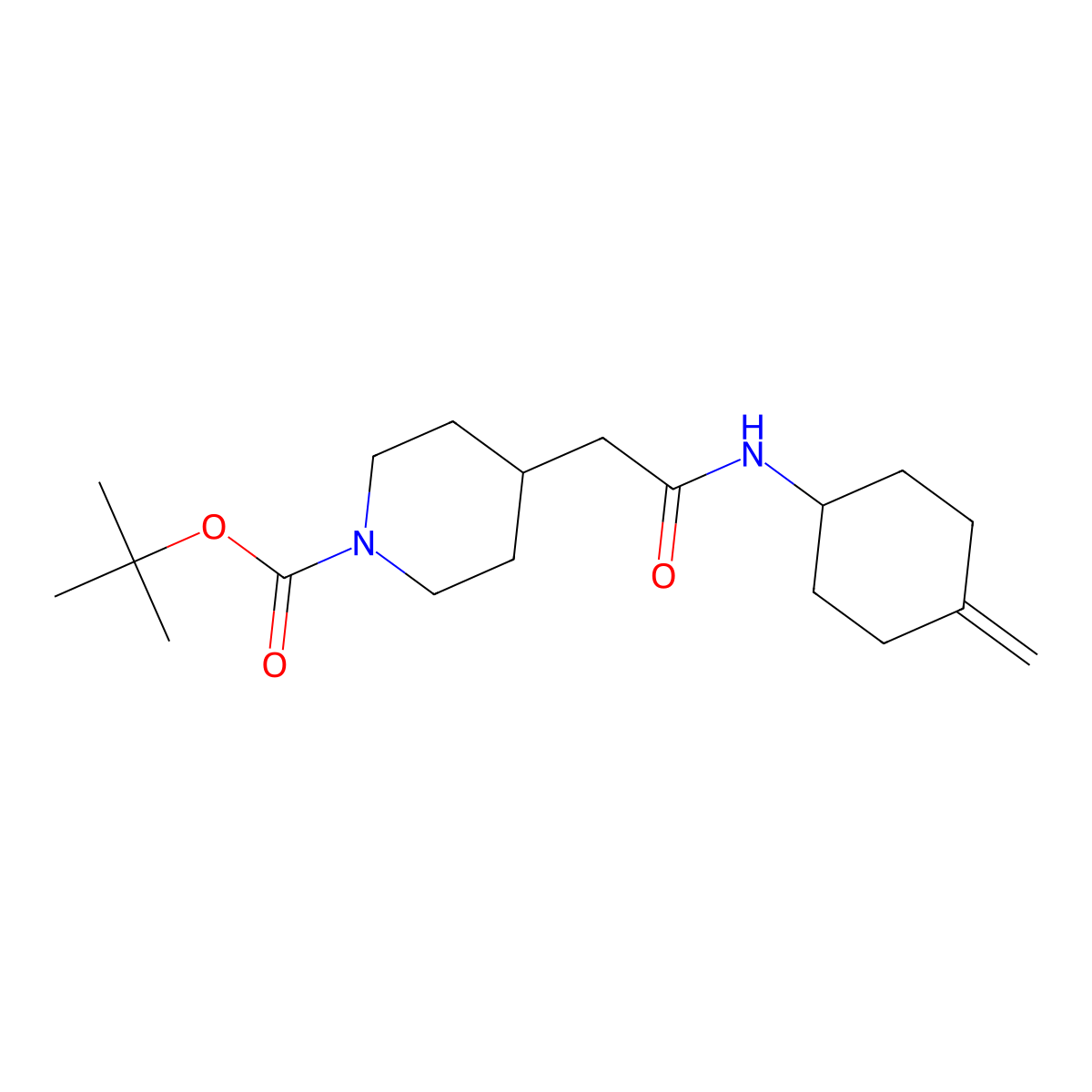 Tert-butyl 4-{[(4-methylidenecyclohexyl)carbamoyl]methyl}piperidine-1-carboxylate molecular structure, CAS 2097903-21-2