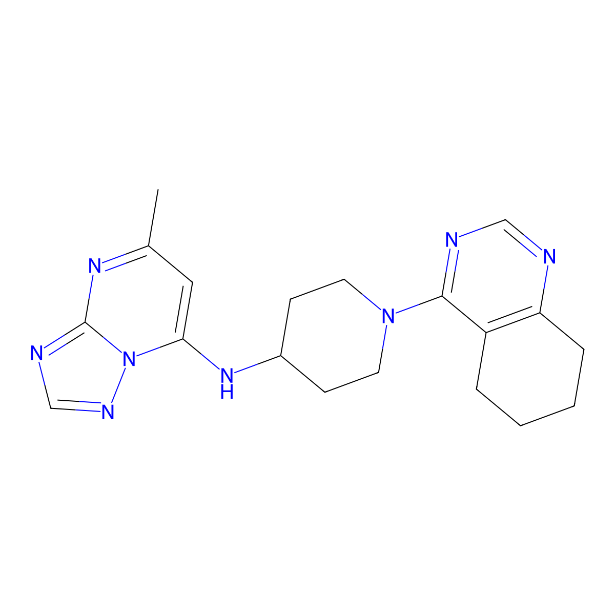 N-{5-methyl-[1,2,4]triazolo[1,5-a]pyrimidin-7-yl}-1-(5,6,7,8-tetrahydroquinazolin-4-yl)piperidin-4-amine molecular structure, CAS 2097903-27-8