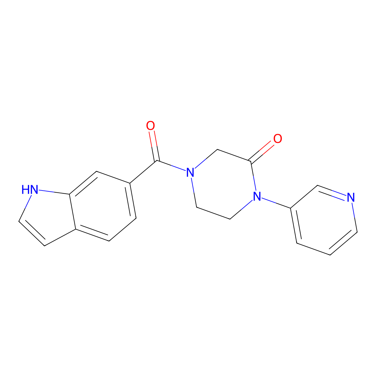 4-(1H-indole-6-carbonyl)-1-(pyridin-3-yl)piperazin-2-one molecular structure, CAS 2097903-30-3