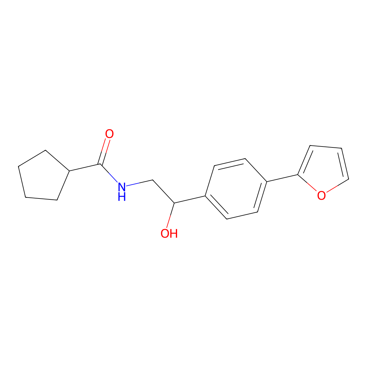 N-{2-[4-(furan-2-yl)phenyl]-2-hydroxyethyl}cyclopentanecarboxamide molecular structure, CAS 2097903-31-4
