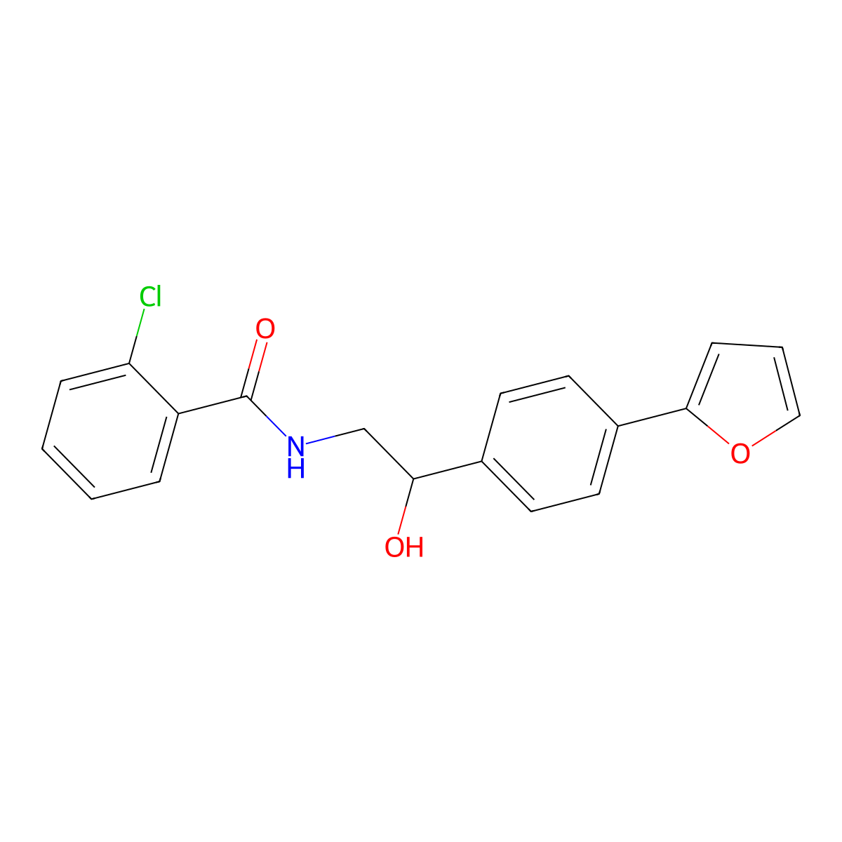 2-chloro-N-{2-[4-(furan-2-yl)phenyl]-2-hydroxyethyl}benzamide molecular structure, CAS 2097903-33-6