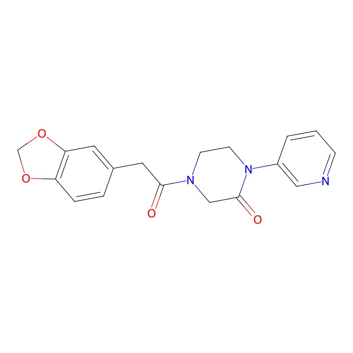 4-[2-(2H-1,3-benzodioxol-5-yl)acetyl]-1-(pyridin-3-yl)piperazin-2-one molecular structure, CAS 2097903-36-9