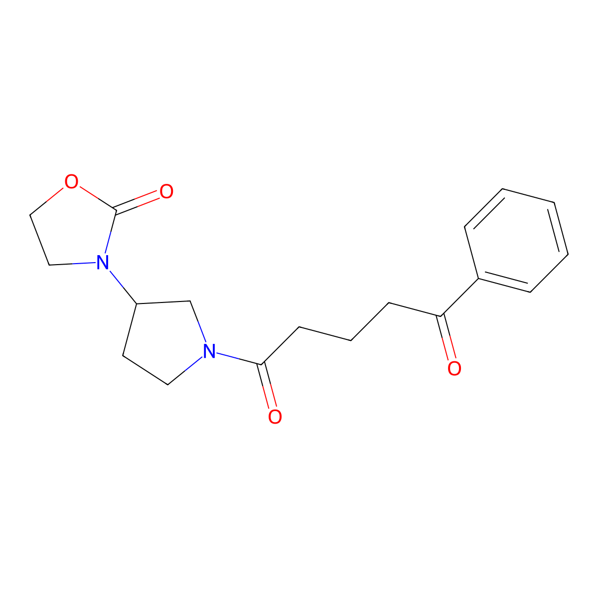 1-[3-(2-Oxo-1,3-oxazolidin-3-yl)pyrrolidin-1-yl]-5-phenylpentane-1,5-dione molecular structure, CAS 2097903-38-1