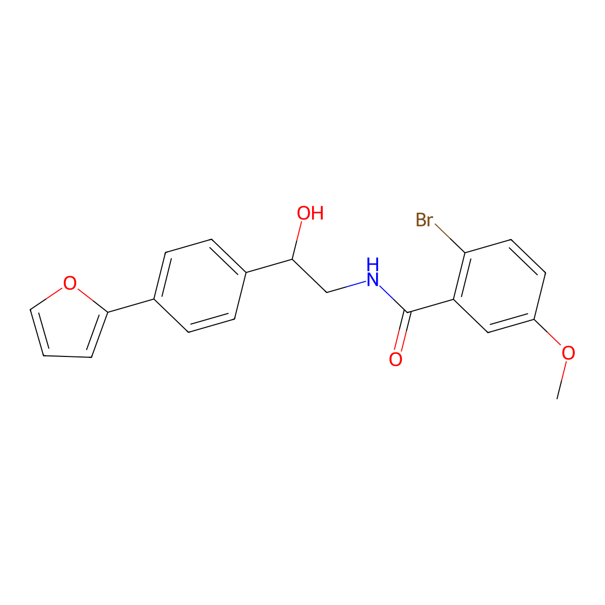 2-bromo-N-{2-[4-(furan-2-yl)phenyl]-2-hydroxyethyl}-5-methoxybenzamide molecular structure, CAS 2097903-41-6
