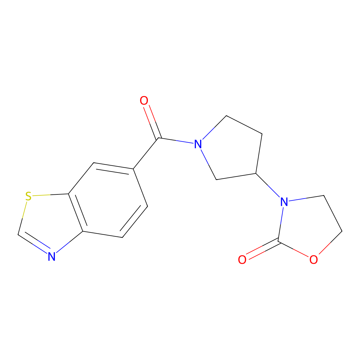 3-[1-(1,3-Benzothiazole-6-carbonyl)pyrrolidin-3-yl]-1,3-oxazolidin-2-one molecular structure, CAS 2097903-43-8