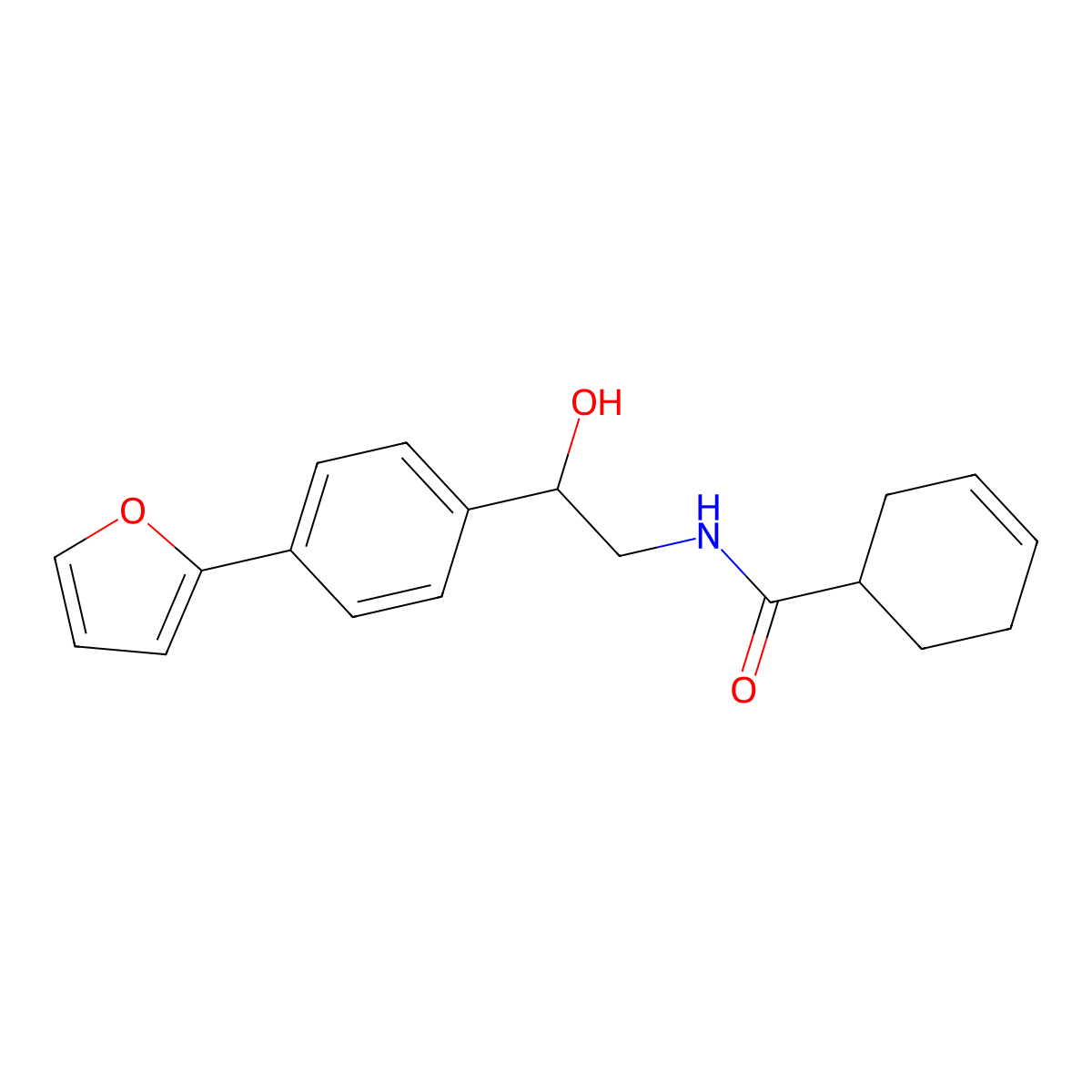 N-{2-[4-(furan-2-yl)phenyl]-2-hydroxyethyl}cyclohex-3-ene-1-carboxamide molecular structure, CAS 2097903-45-0