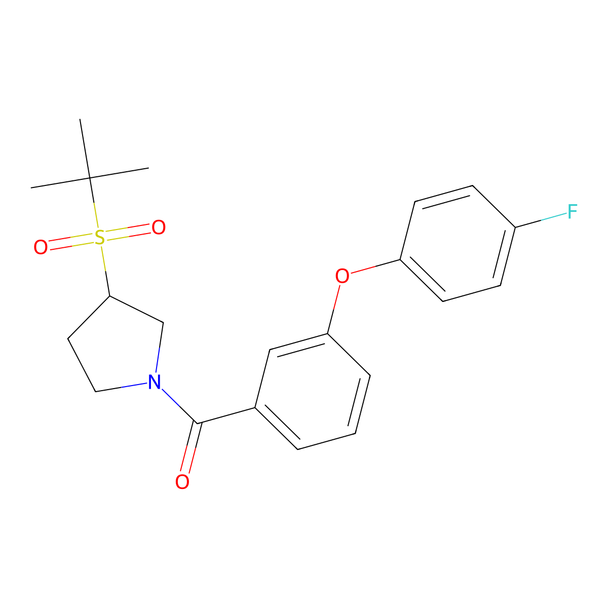 (3-(Tert-butylsulfonyl)pyrrolidin-1-yl)(3-(4-fluorophenoxy)phenyl)methanone molecular structure, CAS 2097903-49-4