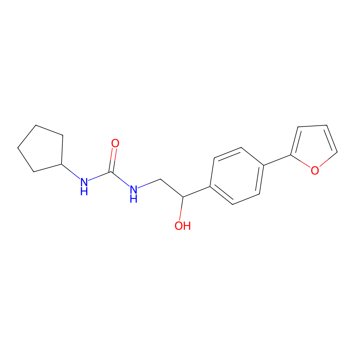 3-Cyclopentyl-1-{2-[4-(furan-2-yl)phenyl]-2-hydroxyethyl}urea molecular structure, CAS 2097903-50-7
