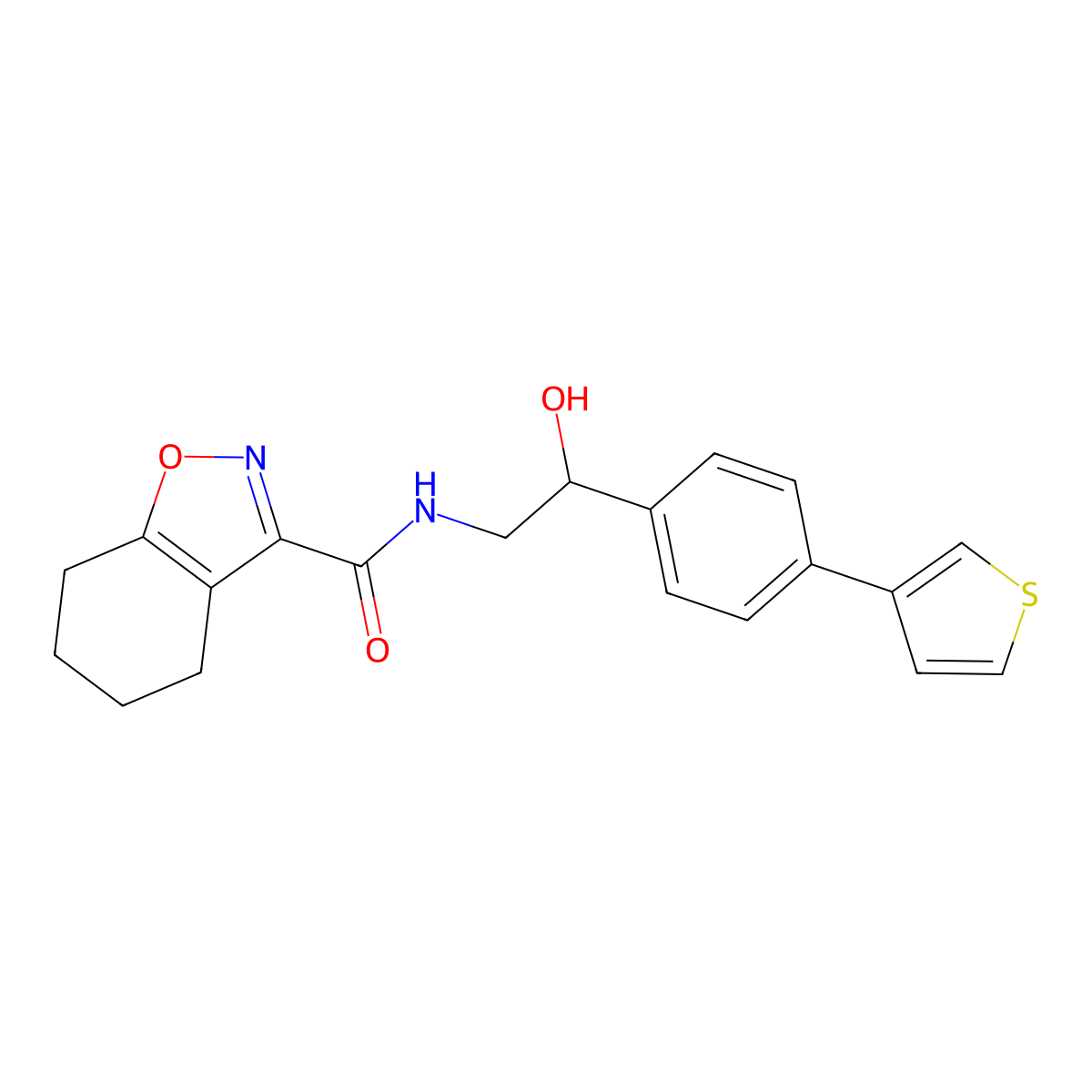 N-{2-hydroxy-2-[4-(thiophen-3-yl)phenyl]ethyl}-4,5,6,7-tetrahydro-1,2-benzoxazole-3-carboxamide molecular structure, CAS 2097903-56-3