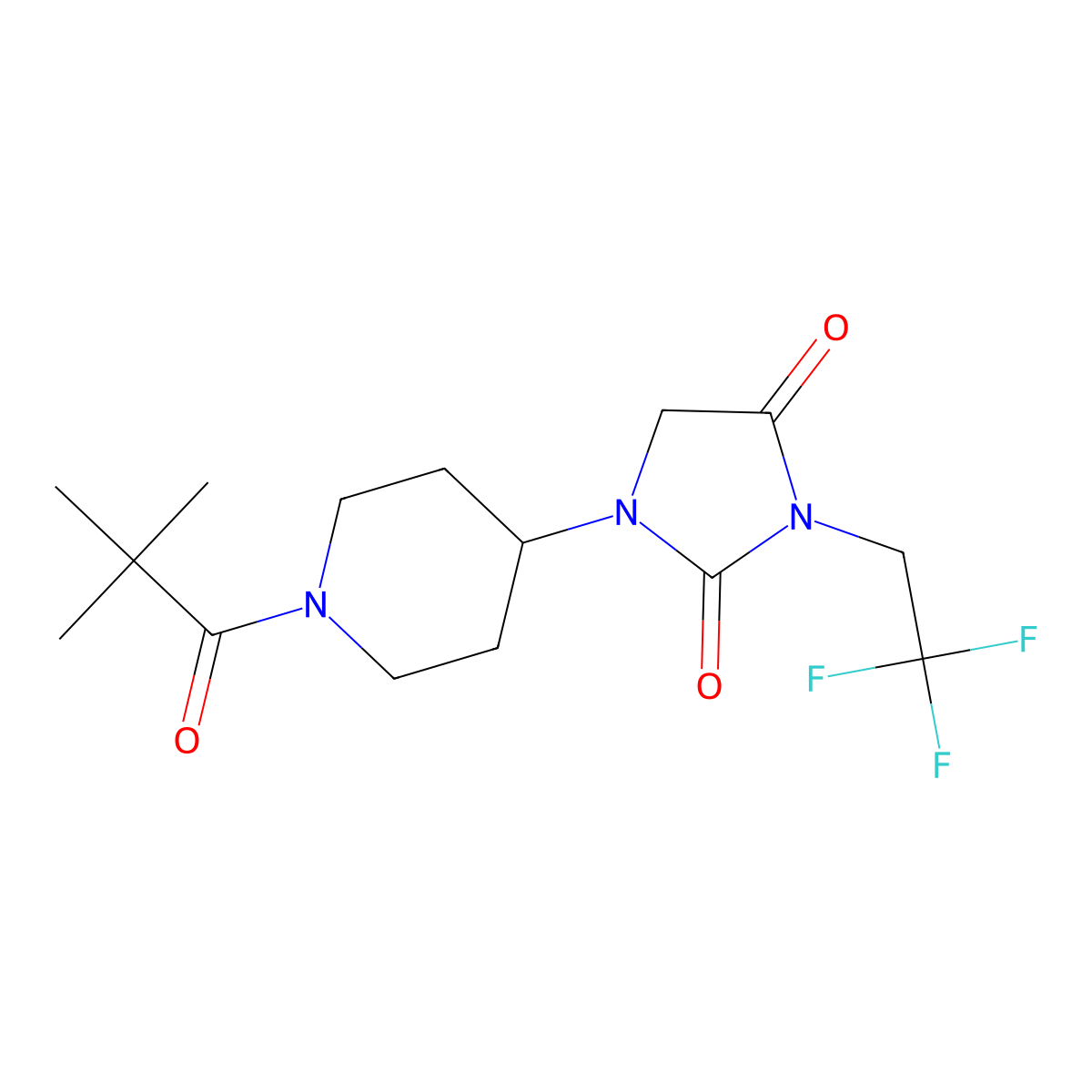 1-[1-(2,2-Dimethylpropanoyl)piperidin-4-yl]-3-(2,2,2-trifluoroethyl)imidazolidine-2,4-dione molecular structure, CAS 2097903-59-6