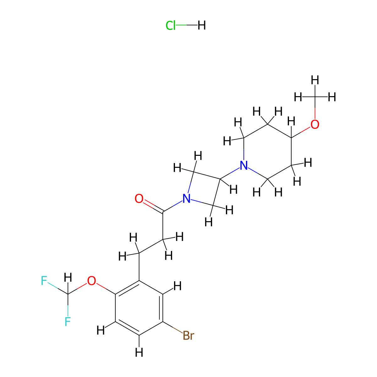 3-[5-Bromo-2-(difluoromethoxy)phenyl]-1-[3-(4-methoxypiperidin-1-yl)azetidin-1-yl]propan-1-one hydrochloride molecular structure, CAS 2097903-61-0