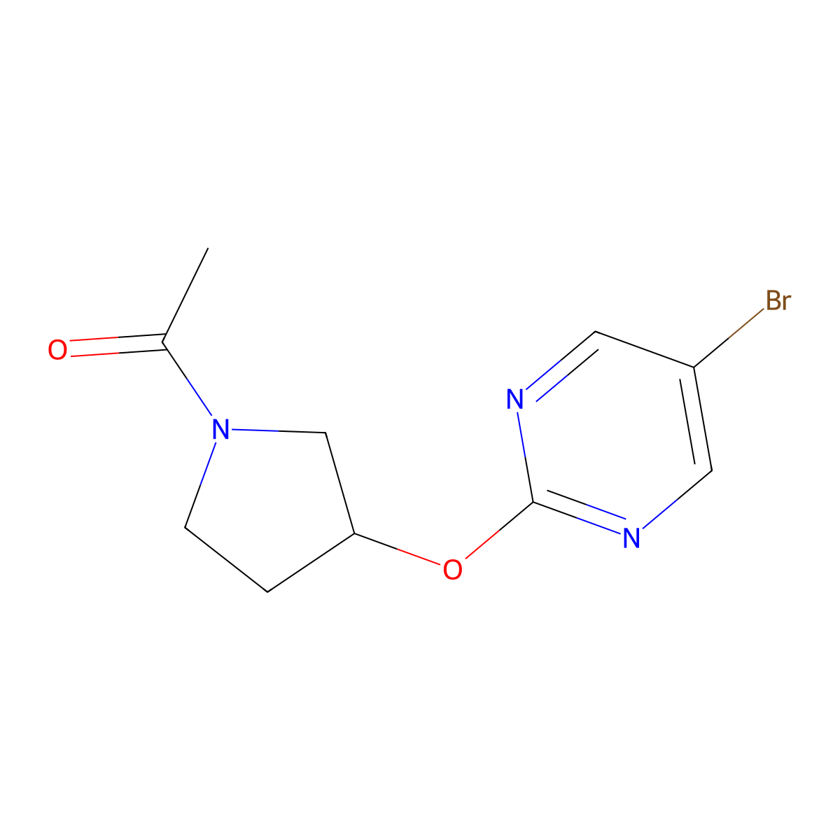 1-{3-[(5-Bromopyrimidin-2-yl)oxy]pyrrolidin-1-yl}ethan-1-one molecular structure, CAS 2097903-64-3