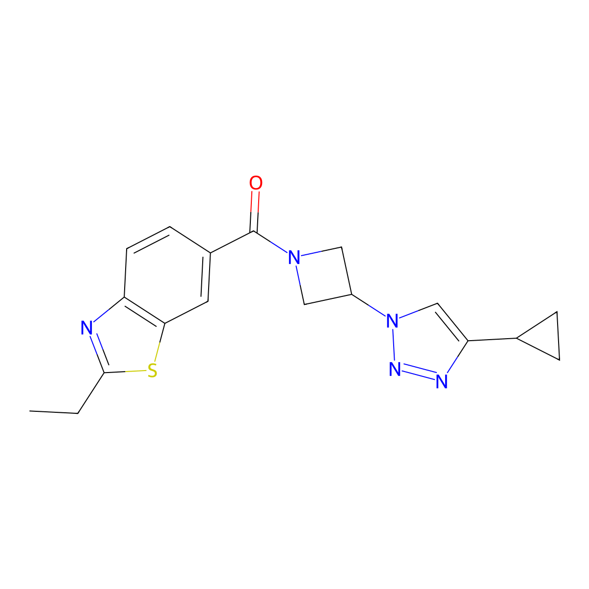 (3-(4-cyclopropyl-1H-1,2,3-triazol-1-yl)azetidin-1-yl)(2-ethylbenzo[d]thiazol-6-yl)methanone molecular structure, CAS 2097903-67-6